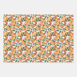 kerstpatroon met gedroogde Sinaasappels en bessen Inpakpapier Vel