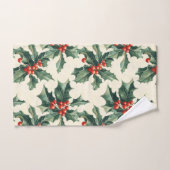 Kerstpatroon met Holly Leaves en Red Berry Bad Handdoek (Handdoek)