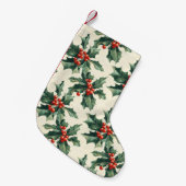 Kerstpatroon met Holly Leaves en Red Berry Kleine Kerstsok (Voorkant (Hangend))