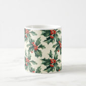 Kerstpatroon met Holly Leaves en Red Berry Koffiemok (Center)