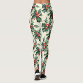 Kerstpatroon met Holly Leaves en Red Berry Leggings (Achterkant)