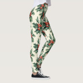 Kerstpatroon met Holly Leaves en Red Berry Leggings (Rechts)
