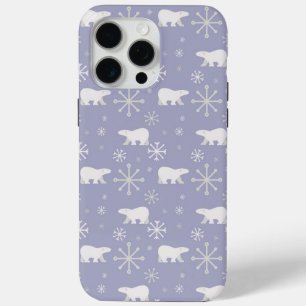 Kerstpatroon met ijsberen en sneeuwvlokken iPhone 15 pro max hoesje