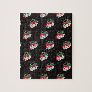 Kerstpatroon met ingepakte cadeaus in vintage stij legpuzzel