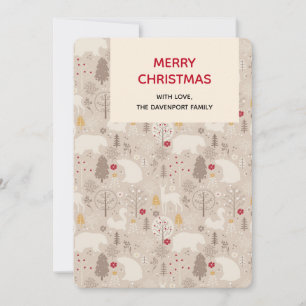 Kerstpatroon met jute Woodland-dieren Feestdagenkaart