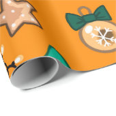 kerstpatroon met kaarsen, Tangerinesbackgrou Cadeaupapier (Rol Hoek)