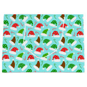 Kerstpatroon met kerstmis en snoepstokbonen groot cadeauzakje (Voorkant)