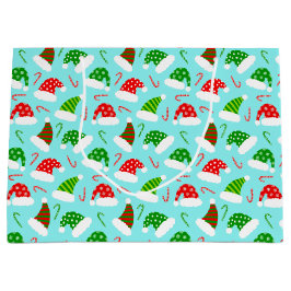 Kerstpatroon met kerstmis en snoepstokbonen groot cadeauzakje