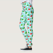 Kerstpatroon met kerstmis en snoepstokbonen leggings (Links)