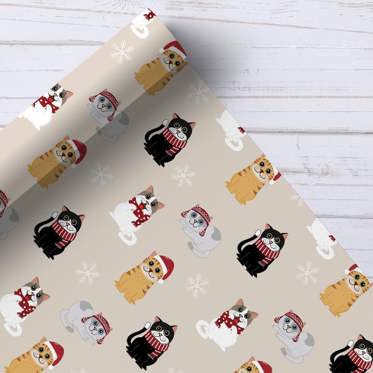 kerstpatroon met kerstmis Kat voor kerstmis met ke Cadeaupapier