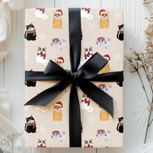 kerstpatroon met kerstmis Kat voor kerstmis met ke Cadeaupapier