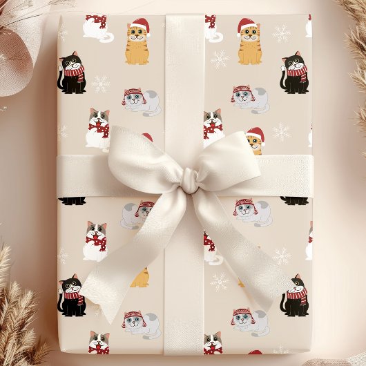 kerstpatroon met kerstmis Kat voor kerstmis met ke Cadeaupapier