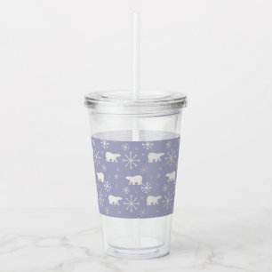 Kerstpatroon met polaire beren en sneeuwvlokken acryl drinkbeker