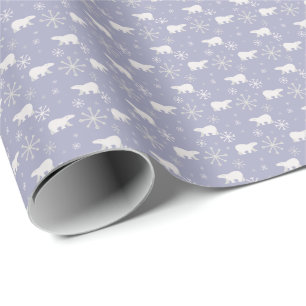 Kerstpatroon met polaire beren en sneeuwvlokken cadeaupapier