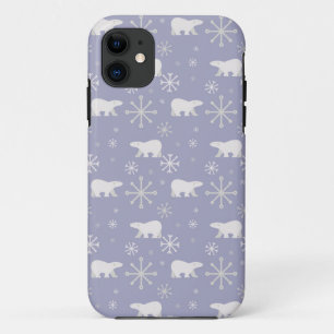 Kerstpatroon met polaire beren en sneeuwvlokken Case-Mate iPhone case