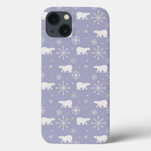 Kerstpatroon met polaire beren en sneeuwvlokken Case-Mate iPhone case