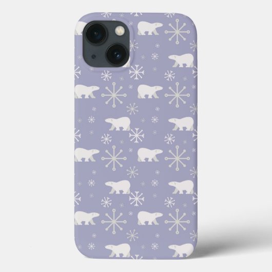 Kerstpatroon met polaire beren en sneeuwvlokken Case-Mate iPhone case (Achterkant)