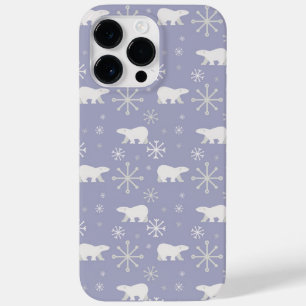 Kerstpatroon met polaire beren en sneeuwvlokken Case-Mate iPhone 14 pro max hoesje