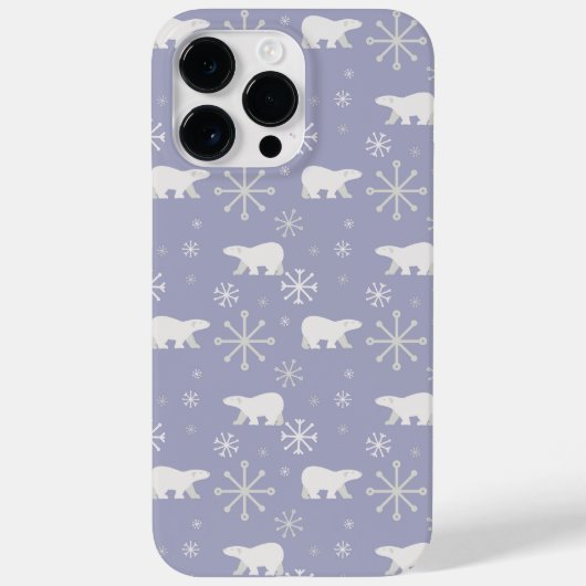 Kerstpatroon met polaire beren en sneeuwvlokken Case-Mate iPhone case (Achterkant)