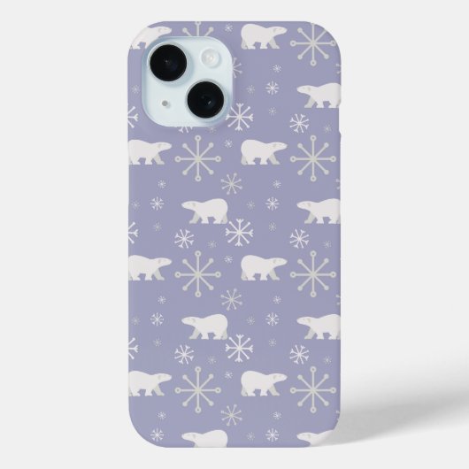 Kerstpatroon met polaire beren en sneeuwvlokken Case-Mate iPhone case (Achterkant)