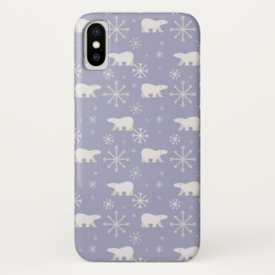 Kerstpatroon met polaire beren en sneeuwvlokken Case-Mate iPhone case