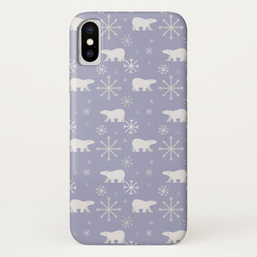 Kerstpatroon met polaire beren en sneeuwvlokken Case-Mate iPhone case (Achterkant)