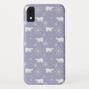 Kerstpatroon met polaire beren en sneeuwvlokken Case-Mate iPhone case