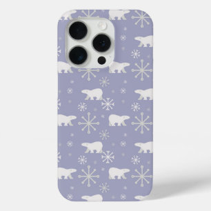 Kerstpatroon met polaire beren en sneeuwvlokken iPhone 15 pro case