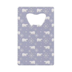 Kerstpatroon met polaire beren en sneeuwvlokken creditkaart flessenopener