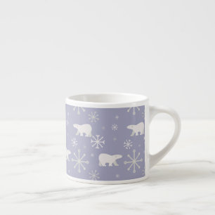 Kerstpatroon met polaire beren en sneeuwvlokken espresso kop