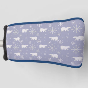 Kerstpatroon met polaire beren en sneeuwvlokken golfheadcover