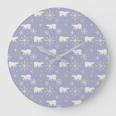 Kerstpatroon met polaire beren en sneeuwvlokken grote klok (Voorkant)