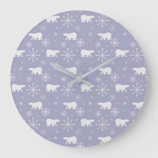 Kerstpatroon met polaire beren en sneeuwvlokken grote klok (Voorkant)