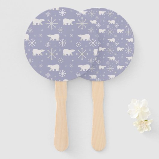 Kerstpatroon met polaire beren en sneeuwvlokken handwaaier (Voorkant en achterkant)