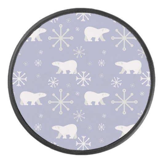 Kerstpatroon met polaire beren en sneeuwvlokken hockey puck (Voorkant)