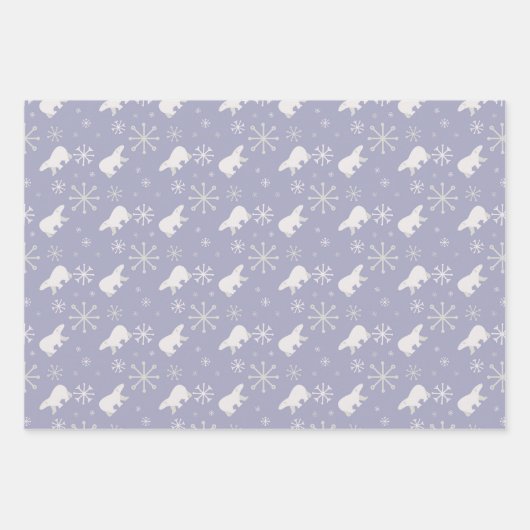 Kerstpatroon met polaire beren en sneeuwvlokken inpakpapier vel (Voorkant 3)