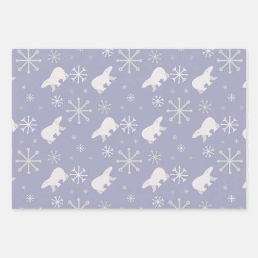 Kerstpatroon met polaire beren en sneeuwvlokken inpakpapier vel (Voorkant 2)
