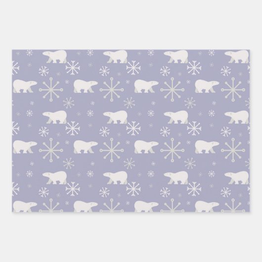 Kerstpatroon met polaire beren en sneeuwvlokken inpakpapier vel (Voorkant)