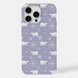 Kerstpatroon met polaire beren en sneeuwvlokken iPhone 15 pro max case