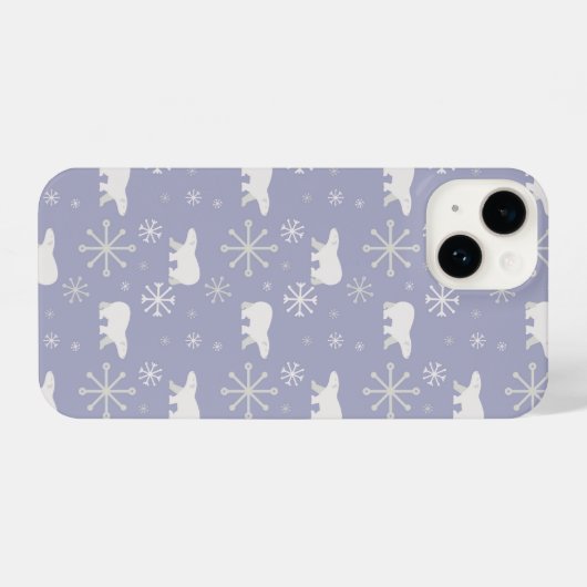 Kerstpatroon met polaire beren en sneeuwvlokken iPhone hoesje (Achterkant horizontaal)
