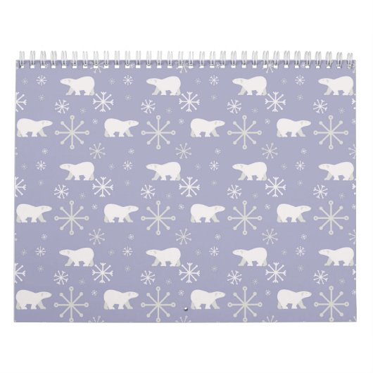 Kerstpatroon met polaire beren en sneeuwvlokken kalender (Hoes)