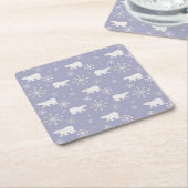 Kerstpatroon met polaire beren en sneeuwvlokken kartonnen onderzetters (Schuin)