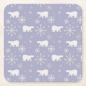 Kerstpatroon met polaire beren en sneeuwvlokken kartonnen onderzetters (Voorkant)