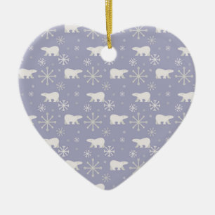 Kerstpatroon met polaire beren en sneeuwvlokken keramisch ornament