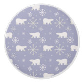 Kerstpatroon met polaire beren en sneeuwvlokken keramische knop (Voorkant)