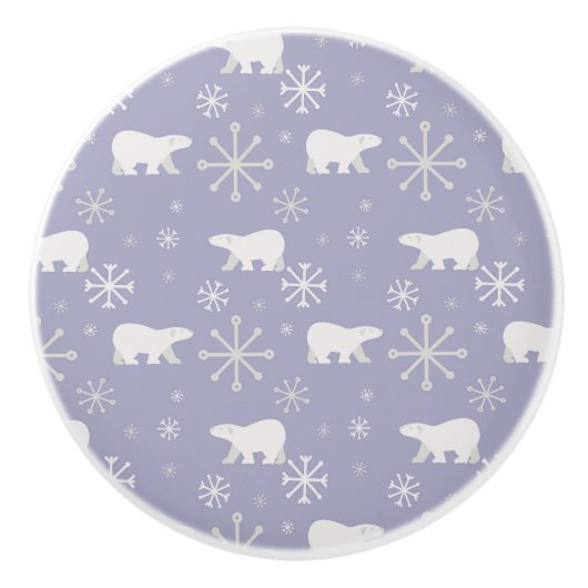 Kerstpatroon met polaire beren en sneeuwvlokken keramische knop (Voorkant)