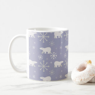 Kerstpatroon met polaire beren en sneeuwvlokken koffiemok