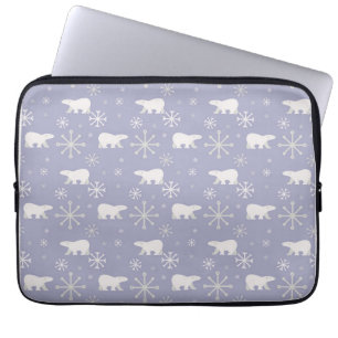 Kerstpatroon met polaire beren en sneeuwvlokken laptop sleeve