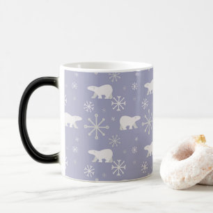 Kerstpatroon met polaire beren en sneeuwvlokken magische mok