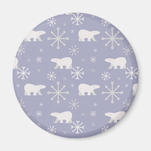 Kerstpatroon met polaire beren en sneeuwvlokken magneet